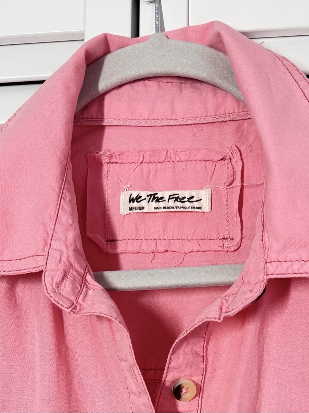 We The Free Happy Hour Solid Poplin Top Pink Free People Oversized Medium - Picture 9 of 11